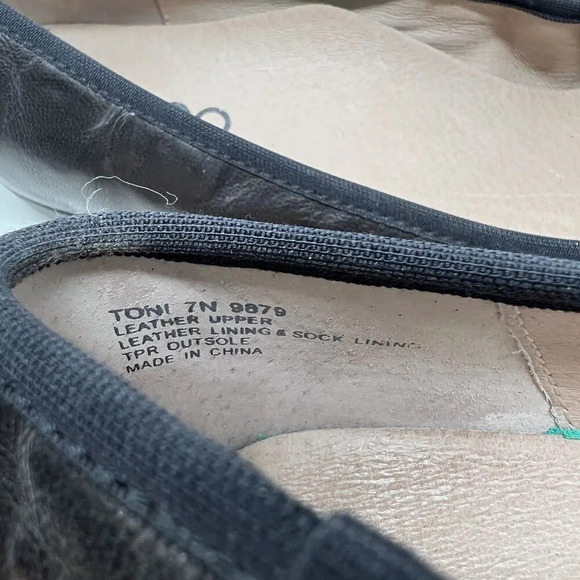 Abeo Toni Black Leather Slip On Comfort Ballet Flat Shoes Women’s Size 7N - Picture 10 of 11